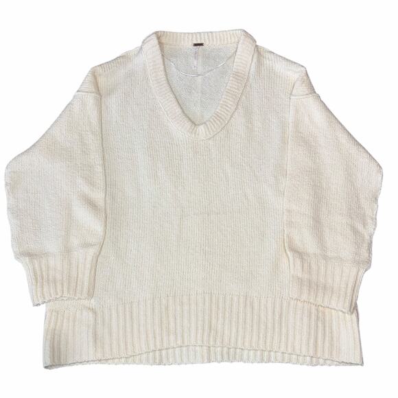 Free People Brookside Oversized Tunic Sweater XS Ivory Soft Stretch Comfy NWT - Picture 2 of 9